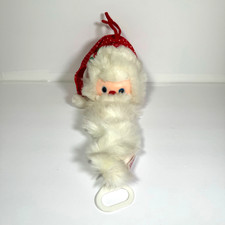 Vintage Dakin Santa Claus Musical Plush Baby Crib Toy Pull Handle Holiday Xmas