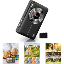 16X Zoom HD 1080p Digital Camera 32GB Black Compact Ultra-Slim