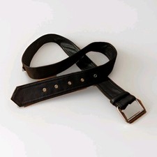 Zara NWOT Women's Black Belt Hipster,Biker,Faux Leather Silver Buckle, 39-44"