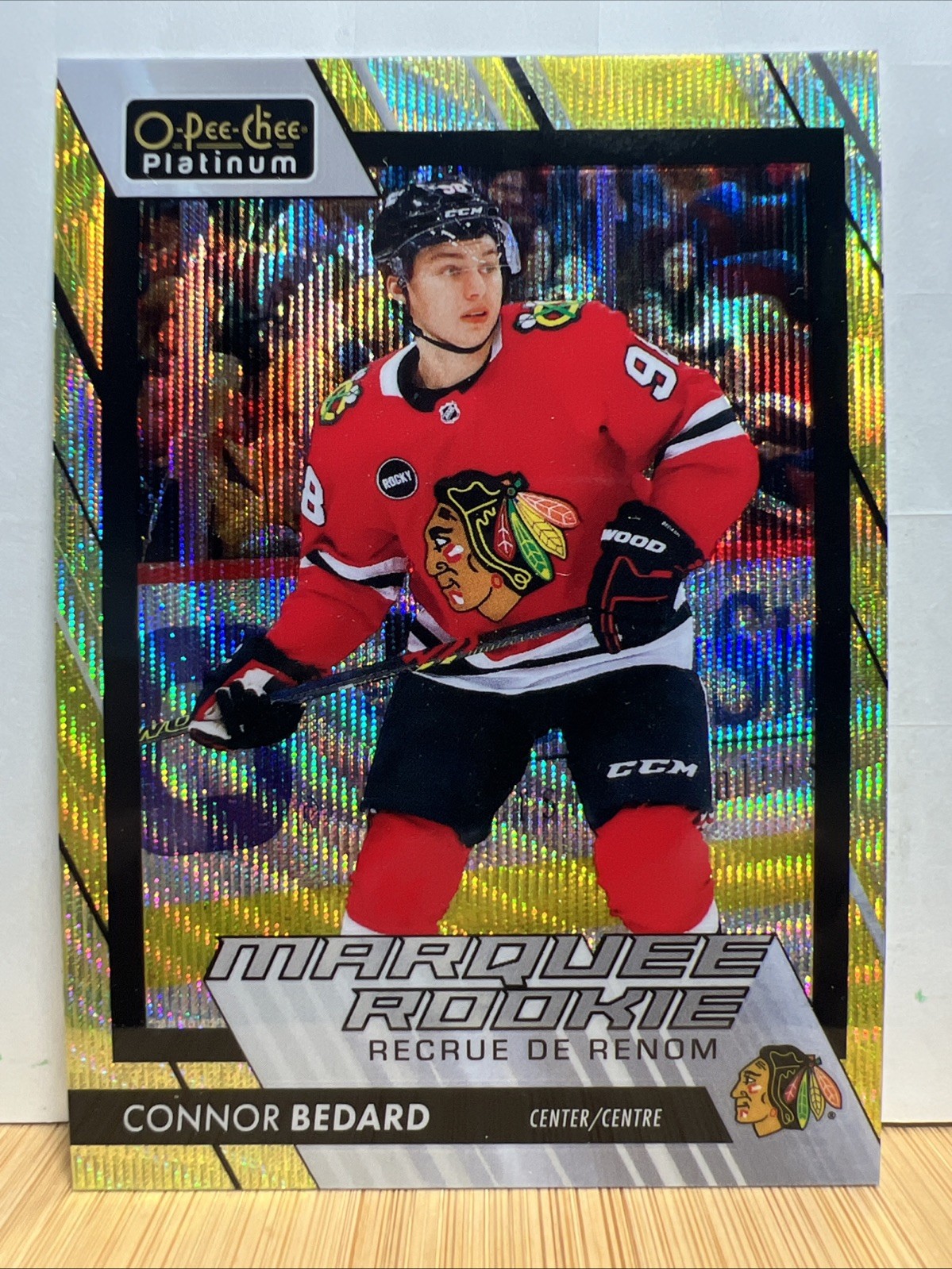 2023-24 O Pee Chee Platinum Connor Bedard Yellow Surge Rookie Card Rare Rc #201