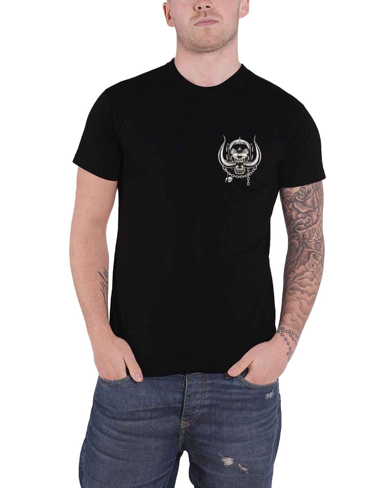 Motorhead British Flag Warpig Band Logo T-Shirt Black Official Mens Tee with Backprint