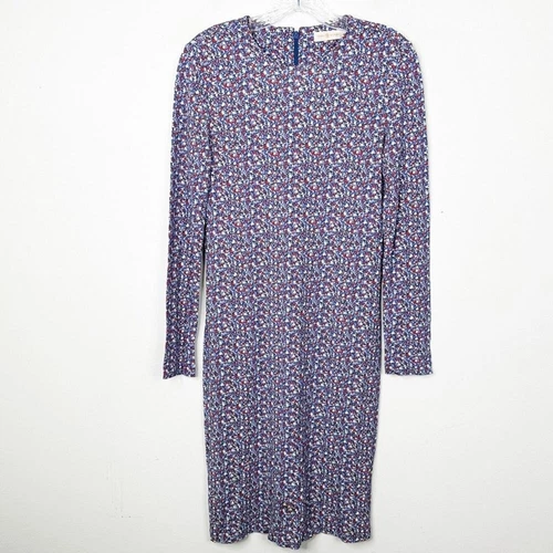 Abito Chrissy TORY BURCH Hudson blu stampa manica lunga tubino tg. Piccolo