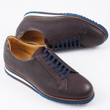 Sutor Mantellassi Brown Grained Leather Laced Sneakers 9 (Eu 42) Shoes NIB
