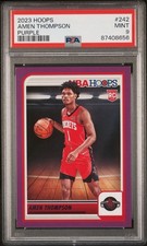 AMEN THOMPSON RC ROOKIE CARD PURPLE #242 PANINI NBA HOOPS 2023/24 PSA 9