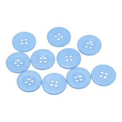 10pcs Sewing Buttons 3/4'' Resin Round Flat 4-Hole Craft DIY Buttons, Sky Blue