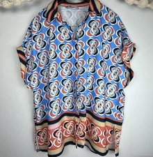 SHEGGY Womens Pant Set Size XL VTG 70’s Hippie Motif Stretch Comfy Button Up Top