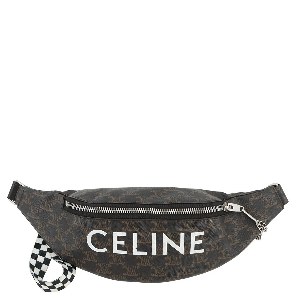 Celine — CELINE Triomphe belt bag PVC Brown/Black/White 195972