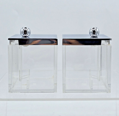 Vintage RARE -  W.M. Bounds Lucite Square Sugar Containers - Very Nice
