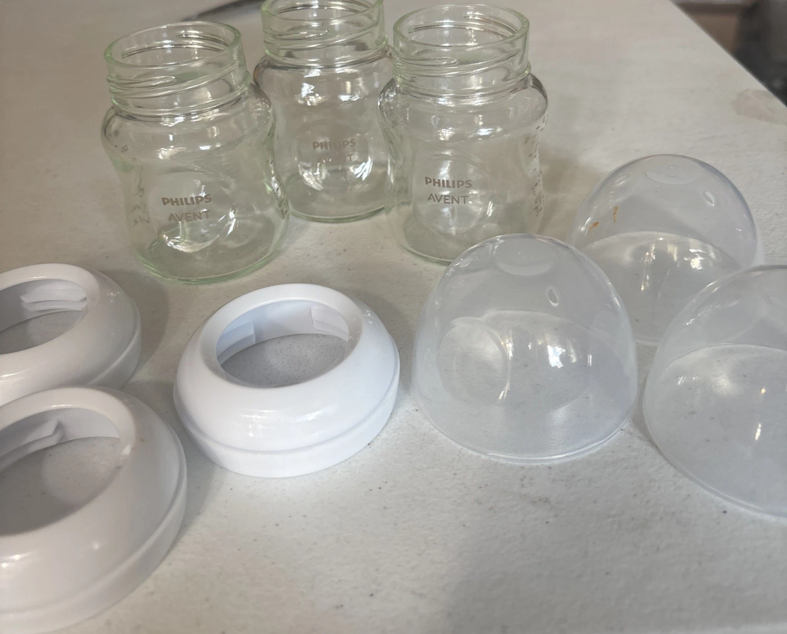 Philips AVENT Natural Glass Baby Bottles Wide Neck - Lot of 3 - no Nipples 4 oz