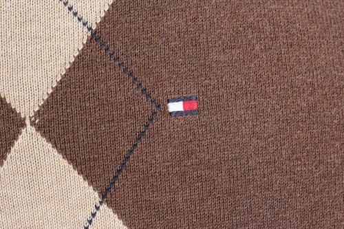 TOMMY HILFIGER Algodón Cuello en V Jersey Suéter Hombres Talla S VR1210 - Imagen 4 de 6
