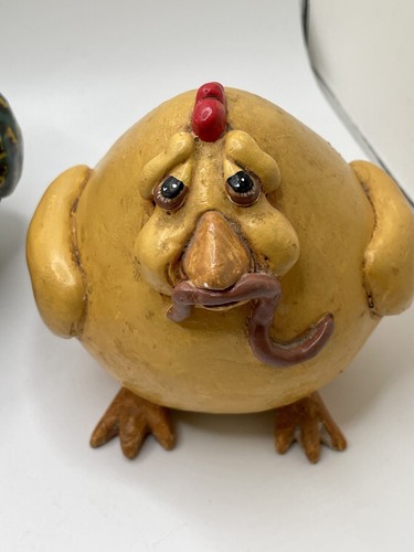 1977 Enesco Folk Art Worm Painted Chicken Gourds Collectible Vicki Thomas Lot 3 - Picture 5 of 12