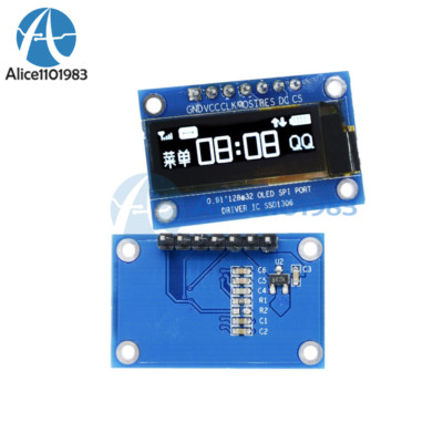 SPI 0.91'' inch 128x32 White OLED LCD Display Module SSD1306 For Arduino STM32 51