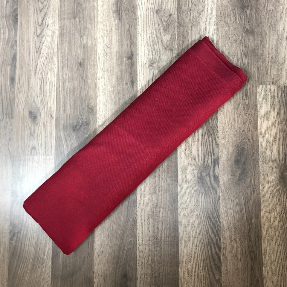 Vintage Material Fabric Knobby Dark Red 43" x111" Textured Texture Woven 3 yards - Image 2 of 4