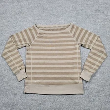 Nike Shirt Women Small Gray Stripes Drifit Active Long Sleeve Pullover Jersey
