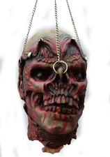 Life Size Halloween Props Scary Walking Dead Zombie Rotten Chained Head 