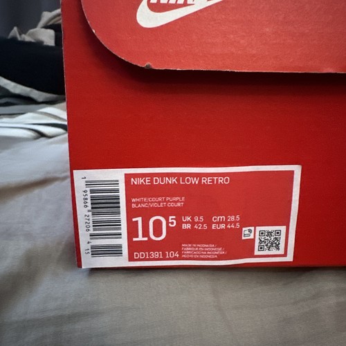 Size 10.5 Men's Nike Dunk Low Retro Court Purple - Picture 9 of 9