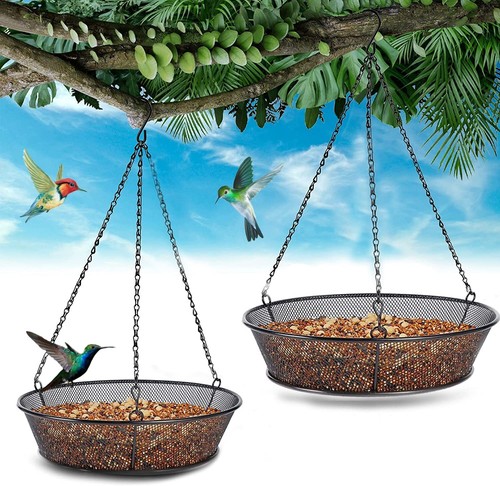 2-Pack Hanging Bird Feeders for Garden & Outdoors Metal Mesh