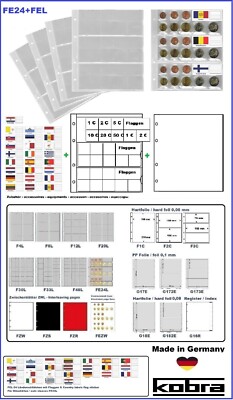 MÜNZHÜLLEN EURO KURSMÜNZENSÄTZE + ZWL Länderschildchen KOBRA 2x FEL+FE24 10x