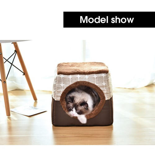 Warm Dogs Cat Bed Cave Nest Dual Use Pet Sleeping BedPad Cozy Kennel Igloo House - Picture 7 of 18