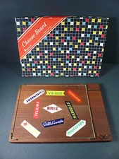 Vintage Mid Century Modern Wood Cheese Board w/ Glass Top European Cheeses NIB