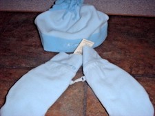 OSH KOSH, MITTENS  HAT SET, BLUE FLEECE, FITS SIZES 8 - 16, NWT
