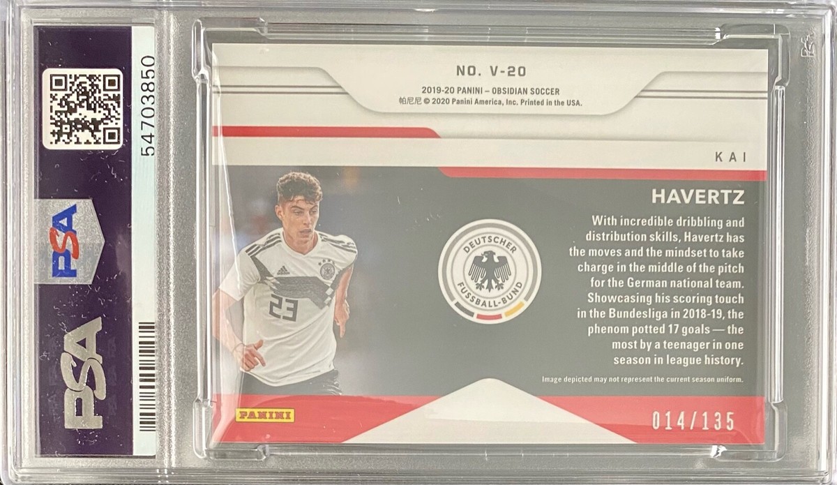 2019 Panini Obsidian Kai Havertz Vitreous 14/135 PSA 10 Gem 2019 Panini Obsidian Kai Havertz Vitreous 14/135 PSA 10 Gem