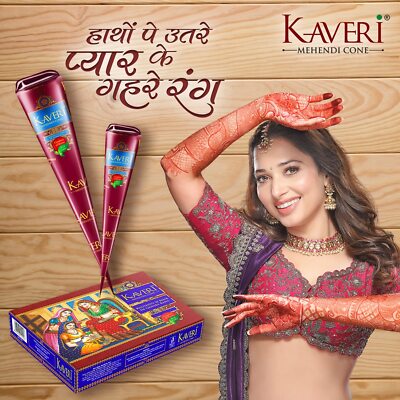 Kaveri Mehendi Cone Natural Henna for Hand Design 5 Box = 60 Cone