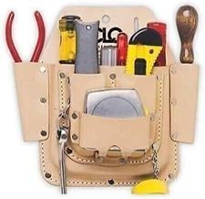 CLC W438 6 Pocket Leather Electrician Tool Belt Pouch w|Clip