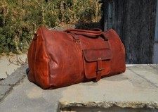 Leather Vintage Bag Weekend Travel Duffle Gym Genuine Overnight Luggage Large