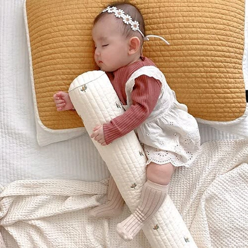 Baby Anti Roll Side Sleep Pillow Soft Cotton Neck Support Cushion