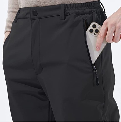 SPOSULEI Pantalone uomo foderato in pile impermeabile esterno con elastico in vita taglia 38 - Foto 2 di 4