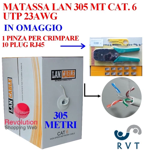 Câble Lan Utp Bobine 305 Mètres Cat6 23 Awg 4 Paires Réseau Et Caméras Top