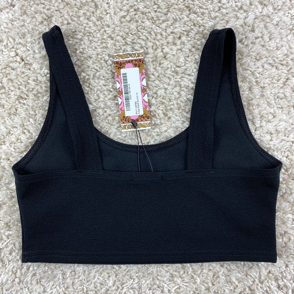 Boohoo Mujer Talla 6 (M) Crepé Bralette Negro Sin Acolchado Inalámbrico Pullover Foto 3 de 4