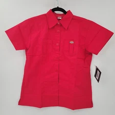 Dickies Unisex Medium Red Medical Uniform Collared Dual Pocket Nurse Shirt NWT