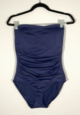 Tommy Bahama Pearl Shirred Bandeau Women's Mare Navy One-Piece Swimsuit NWT