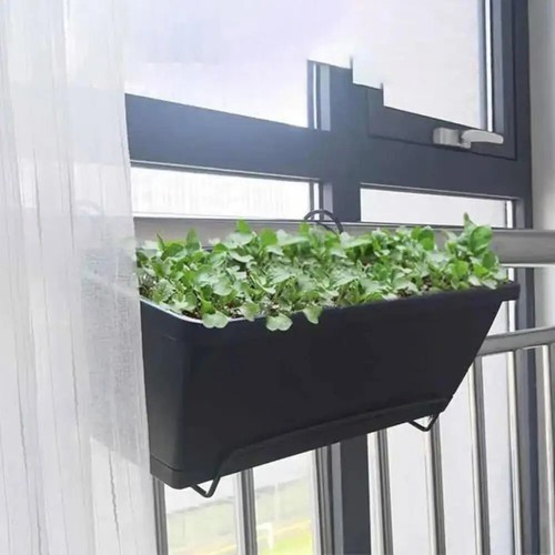 Breathable Rectangular Flower Pot with Tray Drain Hole Planter Garden Supplies - Picture 4 of 13