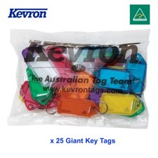 Bulk Office Key Tags Bag Of 25 Giant MIXED Plastic KEVRON Click Tags-FREE POST