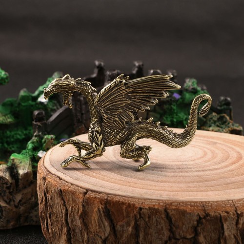 Estatuilla de dragón volador de latón macizo pequeña estatua adorno para el hogar coleccionables regalos - Imagen 2 de 6