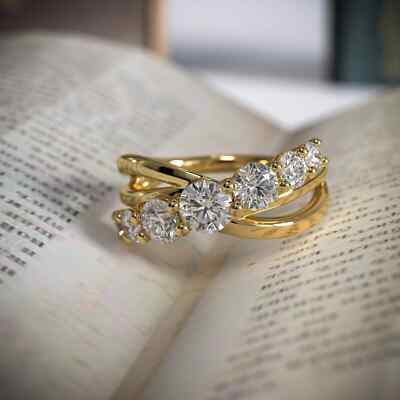 Round Cut Lab-Created Diamond Gorgeous Wedding Band Ring 14k Yellow Gold Plated