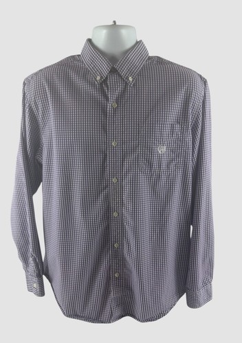 Chaps Men’s Large Maroon Check Dress Shirt Long Sleeve Button Down Easy Care - Picture 3 of 9