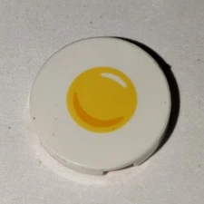 Lego White 2x2 Round Tile With Fried Egg & Yolk Pattern Piece Part 14769pb210