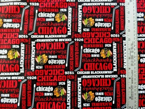 NHL CHICAGO BLACKHAWKS 1926 PRINT 100% COTTON FABRIC 1/2 YARD 18X43 INCHES