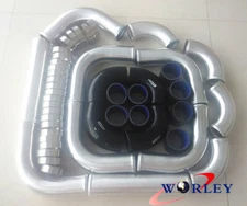 2" 51mm Aluminum Universal Intercooler Turbo Piping +Black hose+ T-Clamp kits