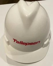 V Gard Hardhat Tellepsen Construction White MSA Safety Helmet Hat
