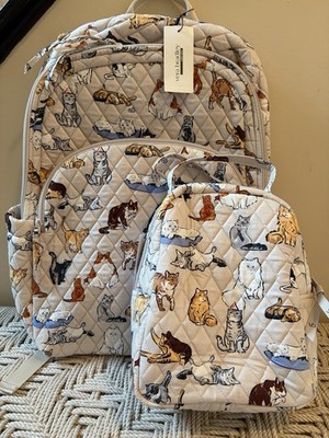 Vera Bradley Essential Large Backpack Lunch Bunch Set A Cat s life Cats NWT