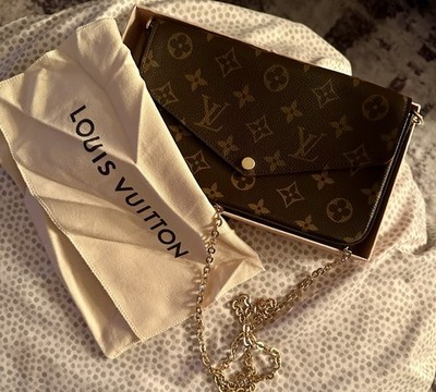 Louis Vuitton Monogram Pochette Felicie Chain Crossbody Bag Red Lining Dust Bag