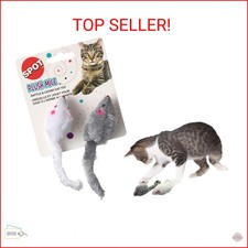 SPOT Plush Mice with Rattle and Catnip Cat Toy for Indoor Cats Kittens, 2-Pack