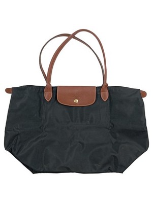 Longchamp Le Pliage Shopper Schwarz Leder Henkeltasche