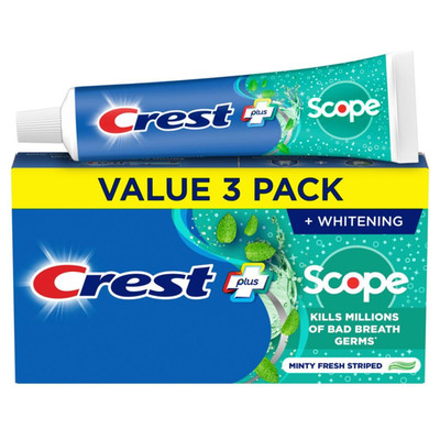 Crest + Scope Whitening Toothpaste - Pack of 3 - Anticavity Toothpaste 5.4oz