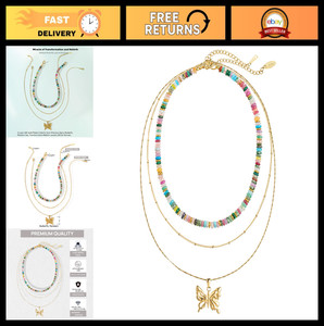 Authentic Multi Strand Layered Pearl Necklace Set for Women, 18K Gold Plated, Adjustable 1